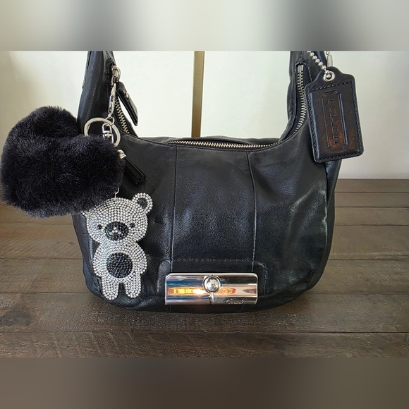 Coach Black Leather Kristen Hobo Bag With Crossbody Strap & Unbranded Charm - Picture 13 of 16